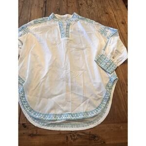Gretchen Scott Tunic Top Size Small Embroidered Blouse Shirt Coastal Boho